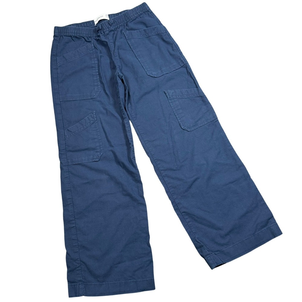 Abercrombie Kids Wide Leg Cargo Pants Kids 11/12 Navy Blue Elastic Waist‎ Casual